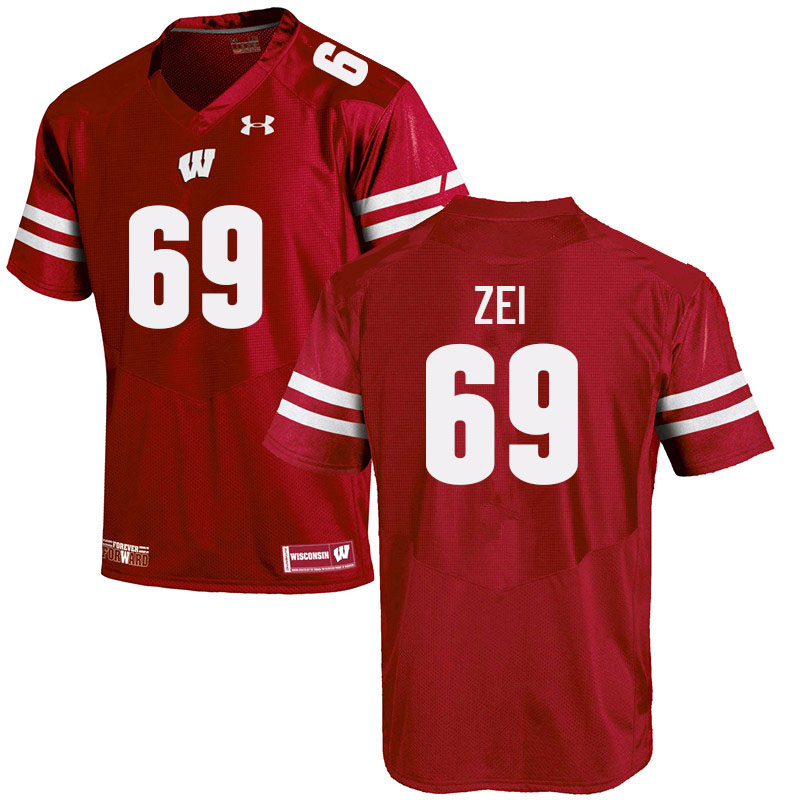 Wisconsin Badgers Men's #69 Zach Zei NCAA Under Armour Authentic Red College Stitched Football Jersey MZ40J86UR